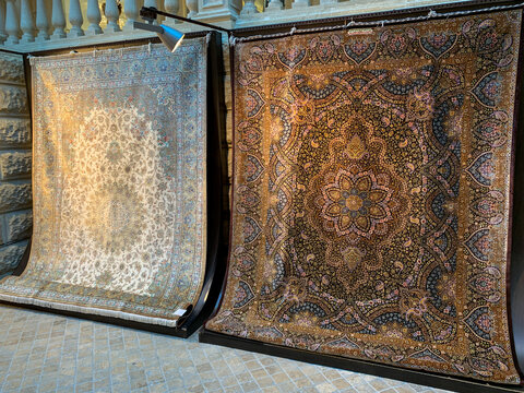 Carpet market Bazaar Handcraft Vintage Luxury .Oriental Art Silk Wool