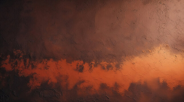 Minimalist abstract background of brown stucco wall texture with sunset light