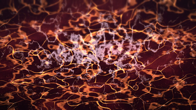 Glowing Orange Network on Dark Red Texture