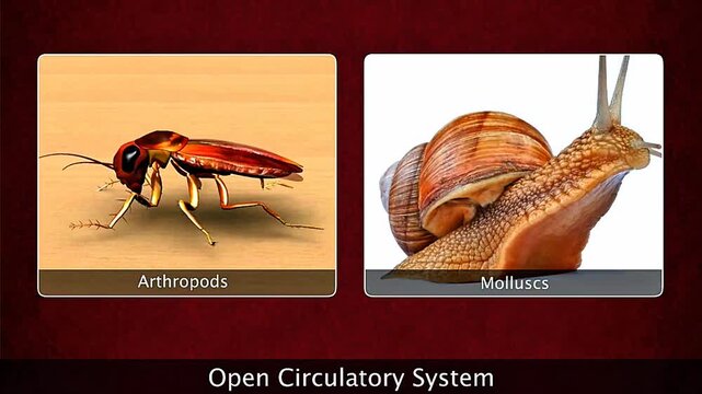 Open circulatory system showing hemolymph pumped into body cavities to bathe organs and tissues directly.