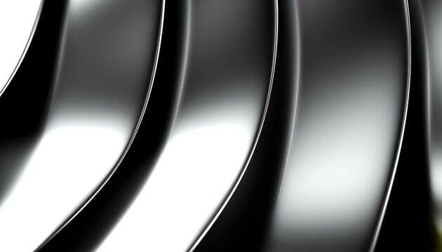 Curved reflective silver metal surfaces with smooth abstract pattern