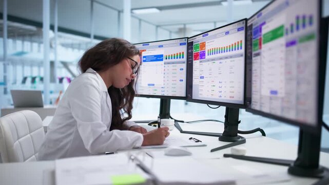 Pharmacy Manager Uses Software On Computer