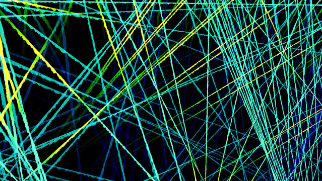 Colorful intersecting neon lines forming abstract geometric pattern