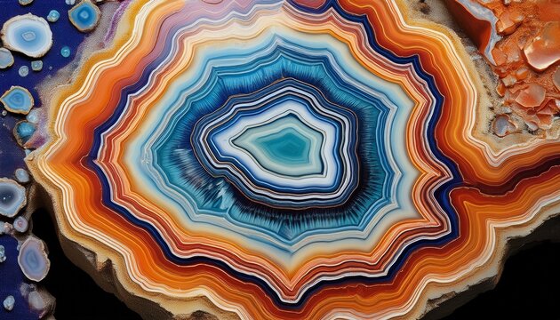Colourful Layered Patterns Of A Geode Slice