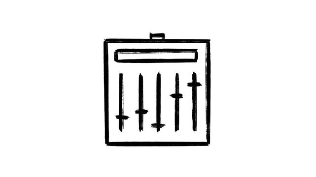 audio mixer hand drawn animation, sound board equalizer slider fader console, music studio control panel animated illustration, motion graphics dj technology