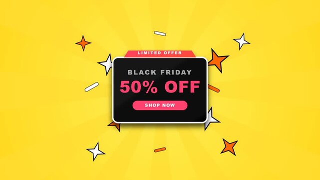 Black Friday Animated Sunburst Sale Animation 4K