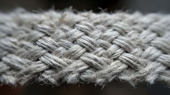 Tightly woven natural fiber rope with diagonal texture pattern