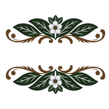 Symmetrical floral vintage frame border with leaves and flowers