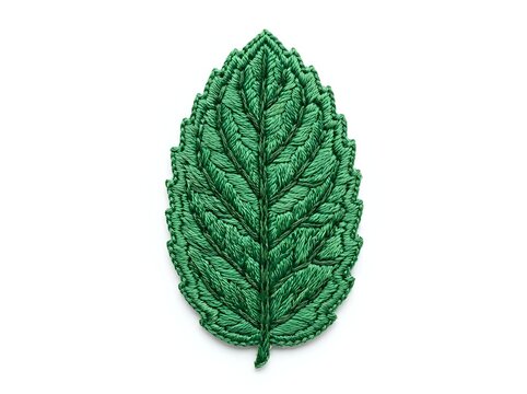 Single green mint leaf with detailed vein texture and natural organic appearance