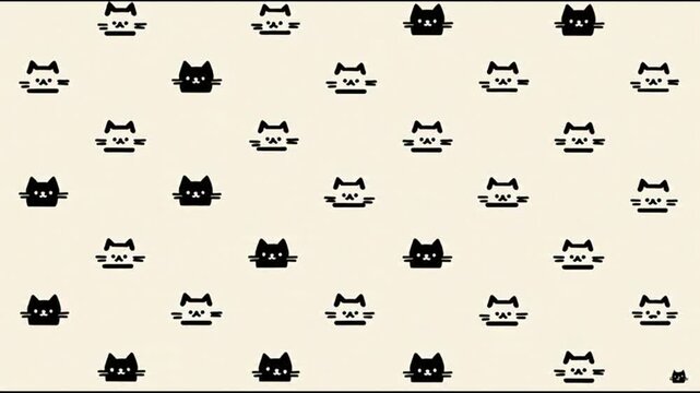 International cat day pattern with cute black cat heads
