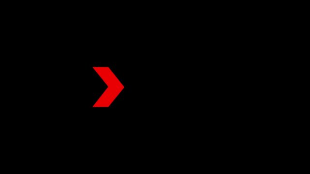 Minimalist red arrow animation pointing right on black background, direction navigation