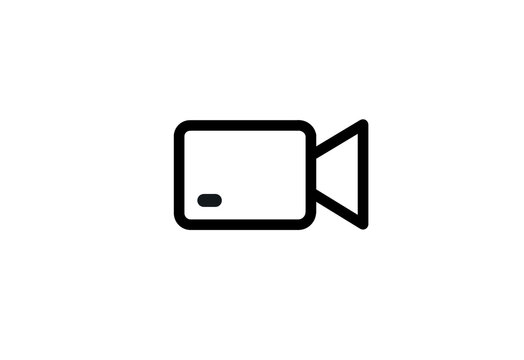 Black outline video camera camcorder icon transparent background