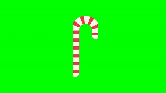 Animated candy cane vector graphics animation on green screen