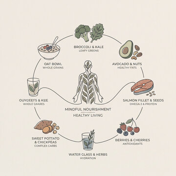 Healthy Lifestyle Infographic Balanced Diet Nutrition and Wellness