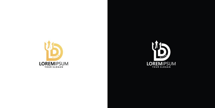 Letter D Food Logo Design Template with Fork Symbol for Restaurant and Catering