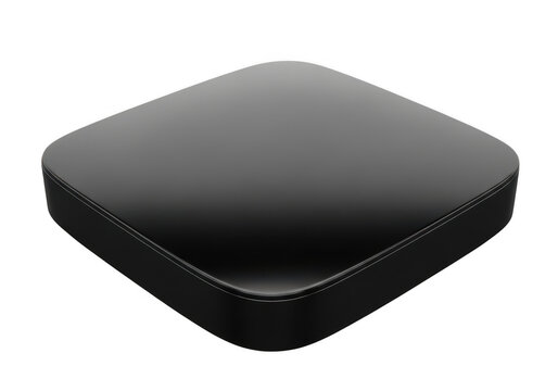 Black square button with rounded corners isolated on transparent background