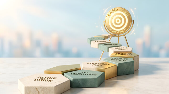 Roadmap to Business Success with Strategic Planning Steps and Golden Target