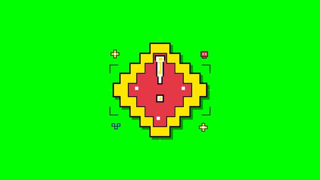 Pixel diamond shape with yellow border and red core