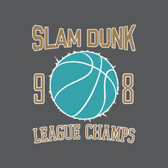 Sports League Basketball T-shirt with Slam Dunk Print © brumous.ig
