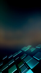 A vibrant 3D render of glowing geometric cubes in a dark futuristic environment © YiuCheung