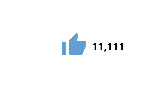 Animation showing increasing view count and like numbers for social media player interface. with on a white background 4k video animation.