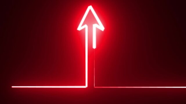Neon arrow doing direction information animation on black background. Directional sign arrow points to the left, Abstract directional neon arrow icon animation ,neon arrow loading animation 
