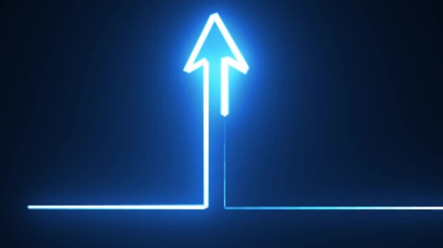 Neon arrow doing direction information animation on black background. Directional sign arrow points to the left, Abstract directional neon arrow icon animation ,neon arrow loading animation 
