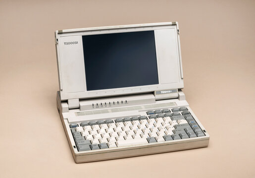 Toshiba T2000SX laptop representing vintage computer technology, 1990