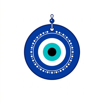 Blue evil eye amulet talisman protection symbol illustration on white background