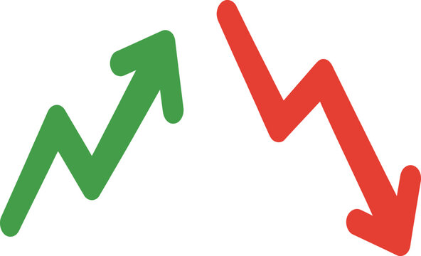 Green Upward and Red Downward Trend Arrow Icons