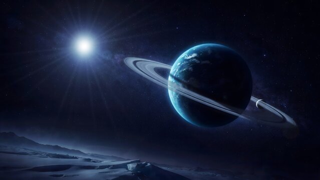 Earth and saturn with rings in space