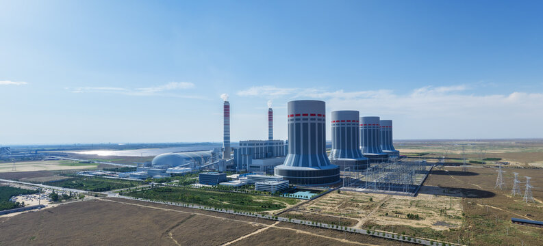 Aerial View Of Large Coal-Fired Power Plant In Arid Desert Area