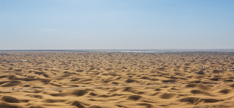 Aerial View Of Tengger Desert Landscape With Solar Power Station
