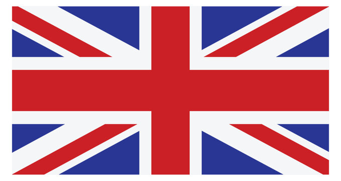 United Kingdom flag icon, British Union Jack national flag with red white and blue cross design for British identity, geography and travel, vector illustration isolated on white background