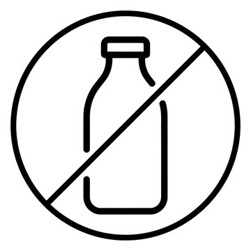 No dairy icon, lactose free symbol, milk allergy sign