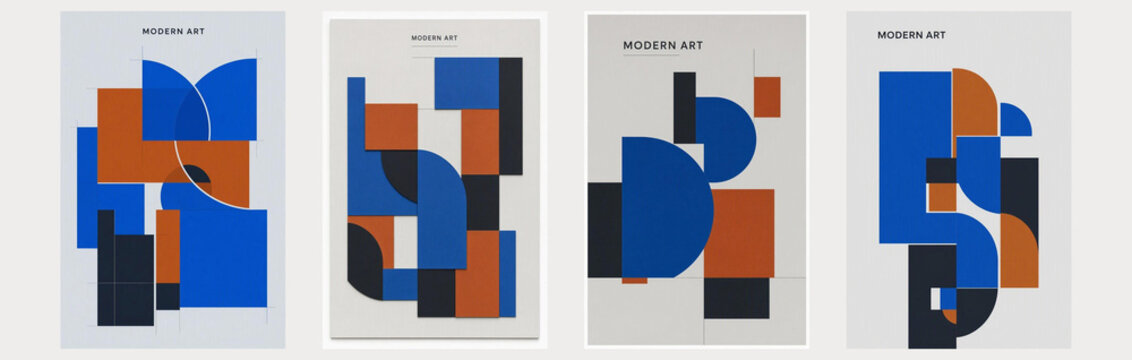 Set of four modern abstract geometric art posters