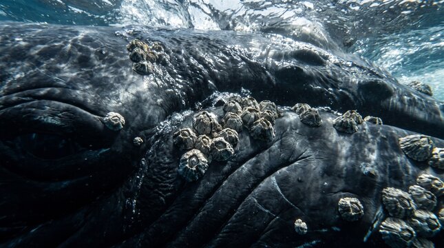 Barnacles on whale skin