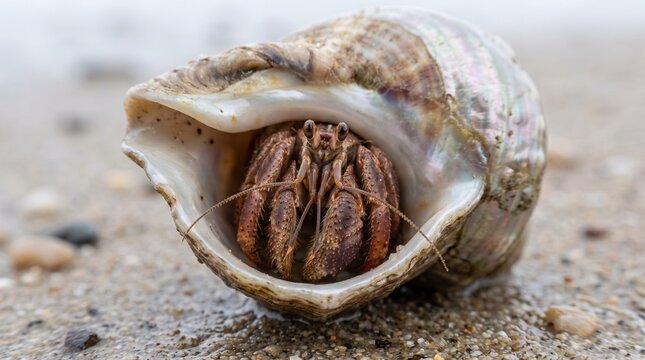 Face of a hermit crab in a shell