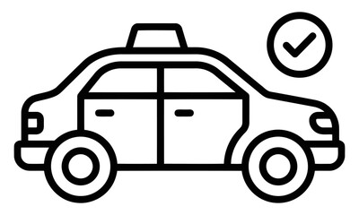 Fototapeta premium Taxi car icon with a checkmark symbol indicating a confirmed ride or service