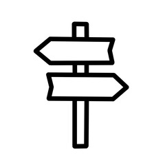 Direction signpost line icon for travel and navigation. © Della