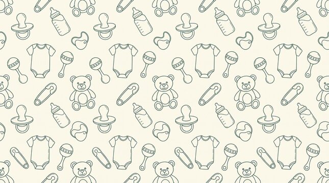 Baby Nursery and Newborn Essentials Minimalist Line Art Seamless Pattern