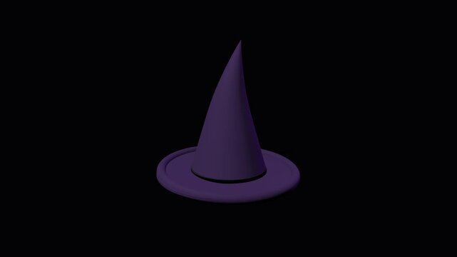Purple witch hats rotating on a dark background