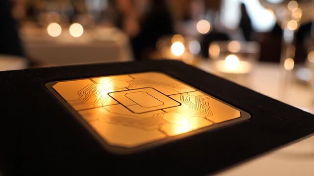 Golden SIM Card on Black Velvet Luxury Mobile Technology Concept