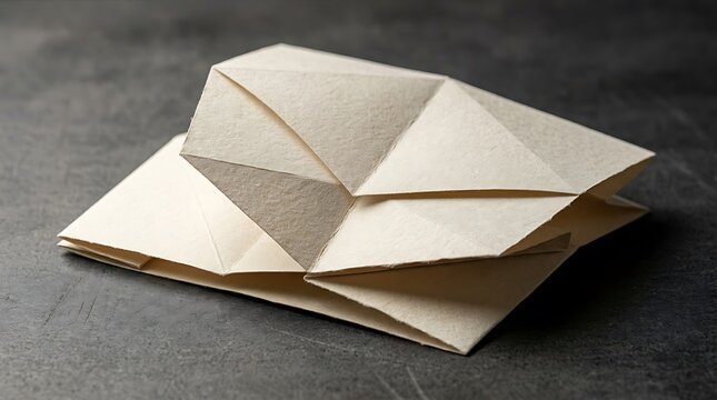 A4 hoja folded into geometric origami paper art resting on a dark rustic surface for creative craft concepts