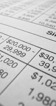 Tax withholding form with income table. Tax paperwork appears orderly yet slightly tense and administrative.