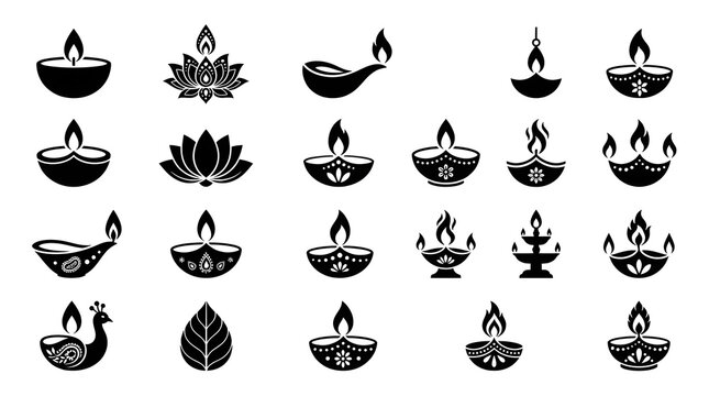 A collection of intricately designed diya lamps showcasing the rich heritage of indian festivals and diwali celebrations in a minimalist style