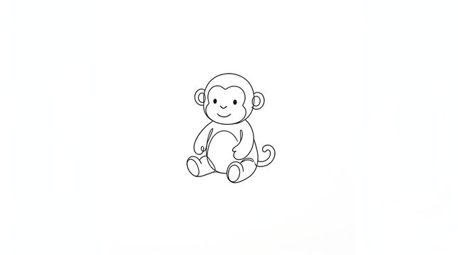 Cute cartoon monkey toy character illustration with character wildlife childhood decoration playtime friendly whimsical