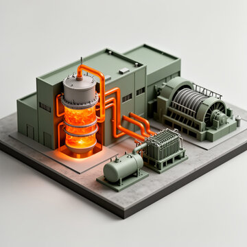 Molten Salt Reactor Power Plant Isometric Illustration