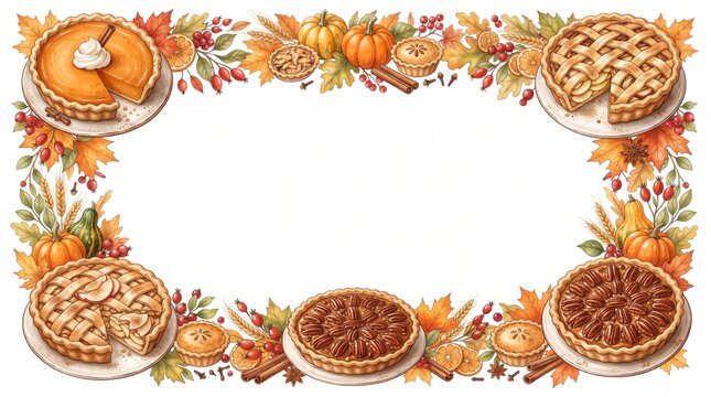 Thanksgiving dessert border illustration