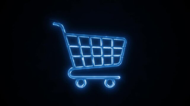 Cyber Shopping Cart Checkout Icon Reveal Animation
Animation of an electric buyer basket icon slowly revealing for buying and ordering checkout on shop on the web